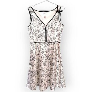 Liz Claiborne Dress Sz 12 White Black Sleeveless Lining Fit‎ Flare Cottagecore